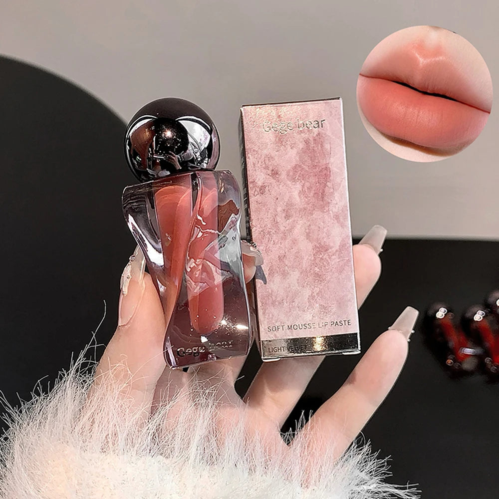 Gege Bear Lip Glaze Matte Velvet Clay Irregular Bottle Design Qme