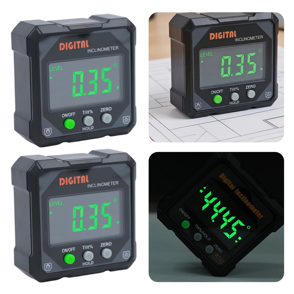 Digital Angle Finder LED Screen 4-Side Magnetic Angle Gauge Wear Resist Hanging Level Box Angle Measuring Instrument Level Qme