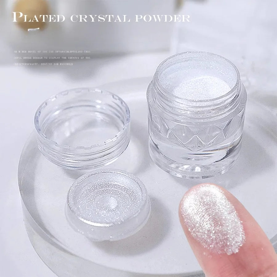 Moon Light Holographic Nail Powder Solid Glitter White Mirror Effect Qme