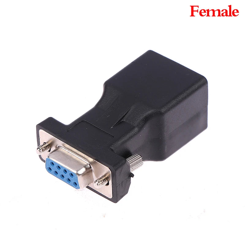 DB9 RS232 Male Female RJ45 Adapter COM Port LAN Ethernet Converter Qme Female
