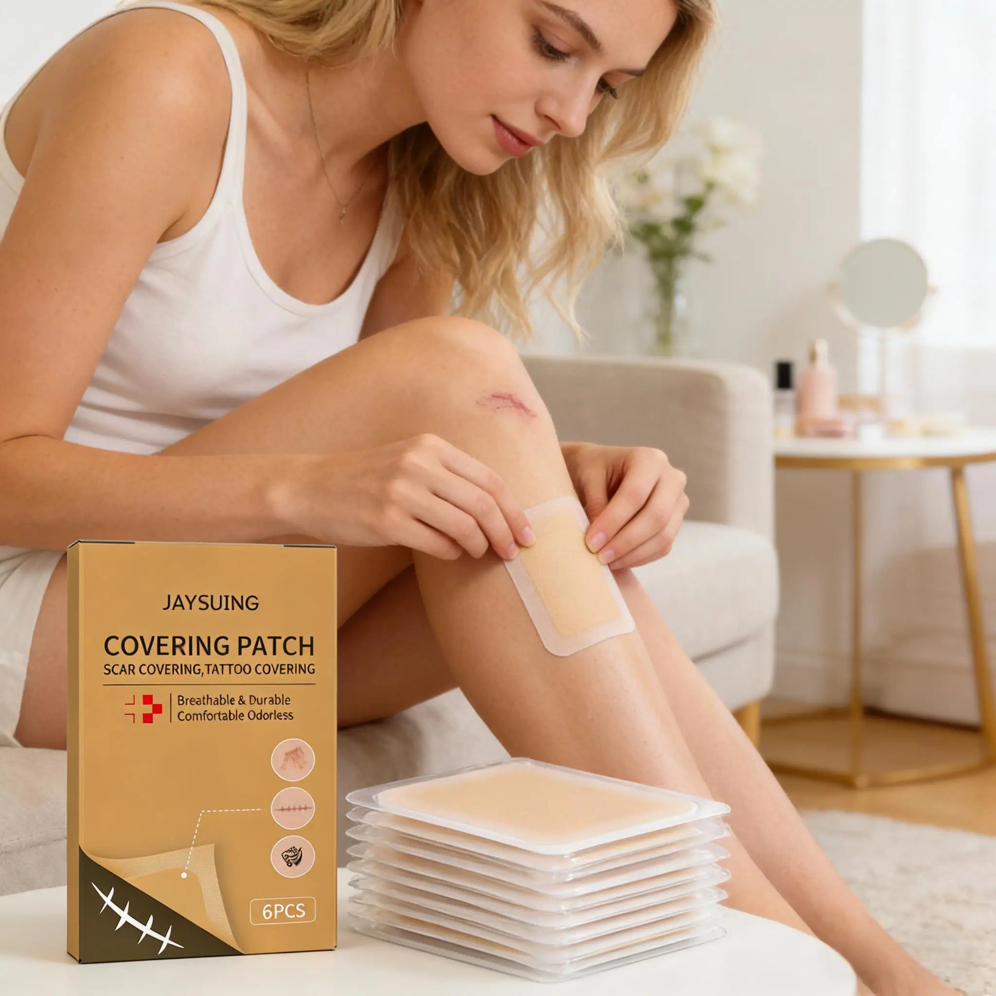 Invisible Concealer Patches Waterproof Full Cover Concealer Tattoo Scar Birthmark Natural Breathable Skin Flaw Hide Tapes 6PCS Qme