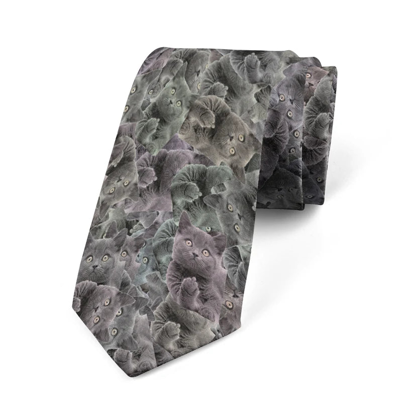 Cute Funny Cat Tie Newly Designed Cartoon 3d Printing Fashion Qme style1
