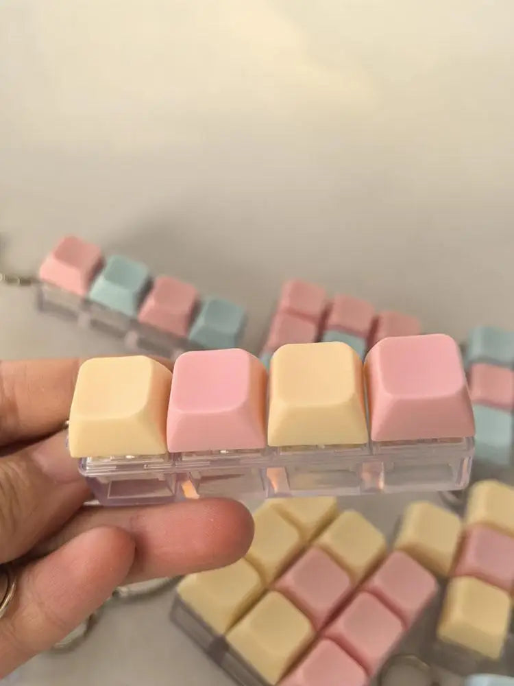 Keyboard Caps Toy Press Stress Relief Fidget Button Key Caps Fidget Keychain Keyboard Keychain Toys Finger Keyboard Key Toy Qme