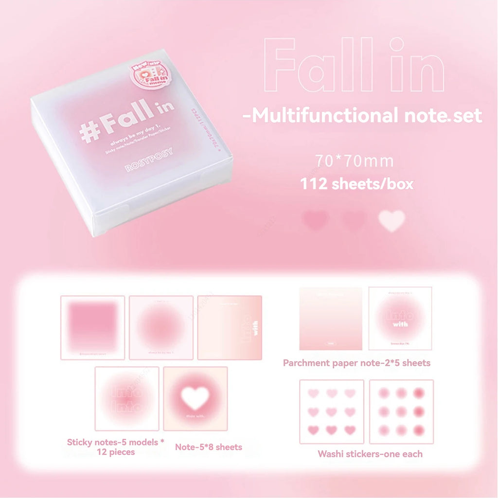 112Sheets Multifunctional Sticky Notes Portable Student Note Marker Writing Sticky Notes Self-Adhesive Easy To Apply Notepad Qme pink