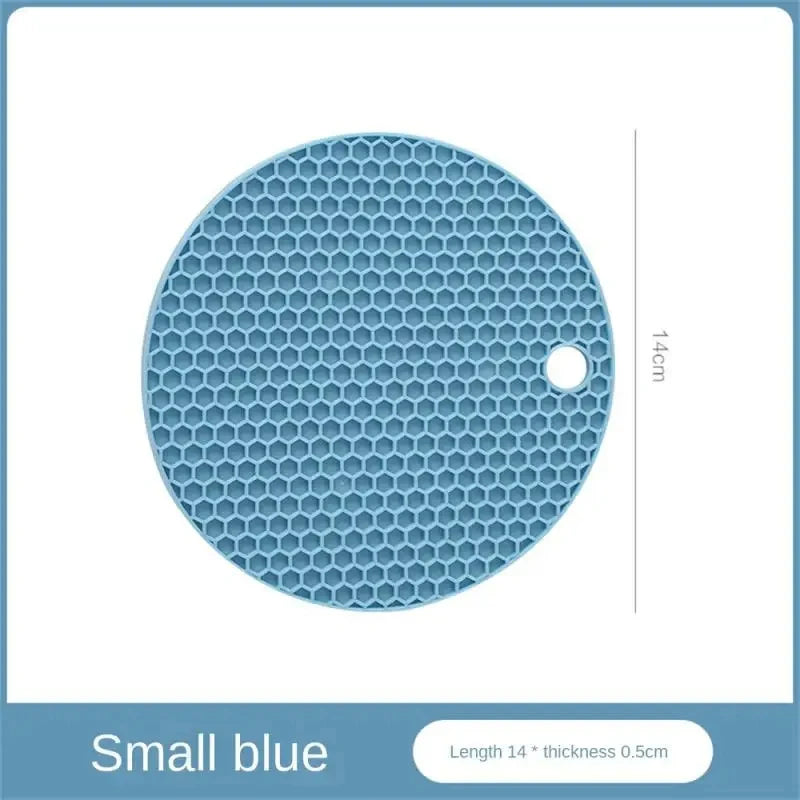 Multifunctional Kitchen Silicone Tableware Mat Hot Dishes Heat Resistant Pads Non Slip Pot Holders Kitchen Counter Accessories Qme Small Blue Currency