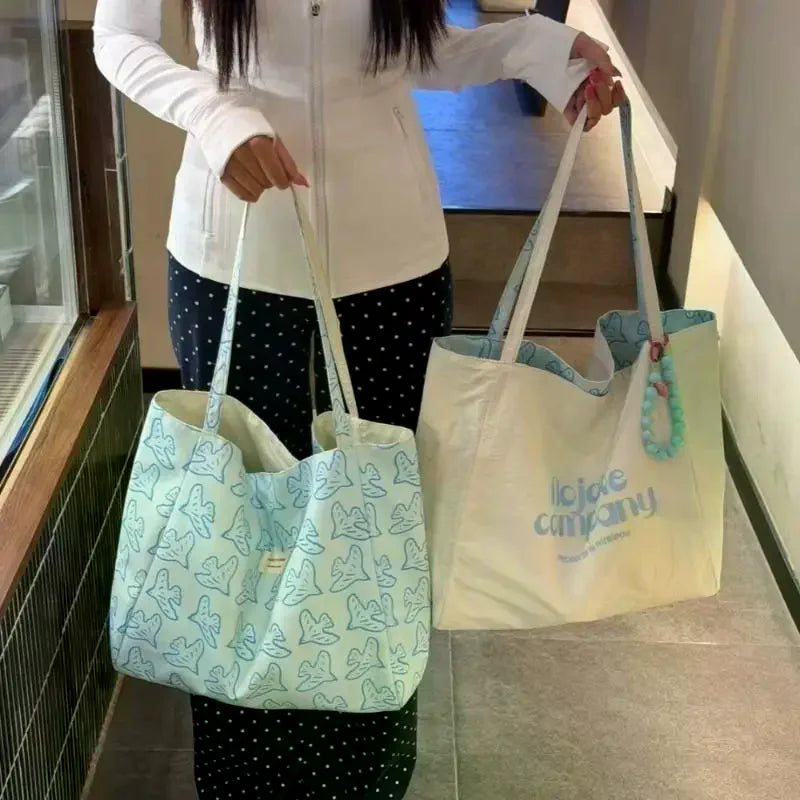 Lightweight Canvas Tote Bag Cute Pigeon Print Large Capacity For School Commute Shopping Daily Use Qme
