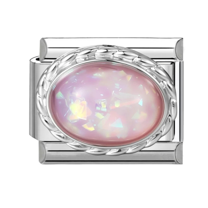 2026 Y2K Shiny Opal Gems Oval Bright Italian Charm Links Fit 9mm Stainless Steel Bracelet Women Jewelry DIY Making Dropshipping Qme Style 3