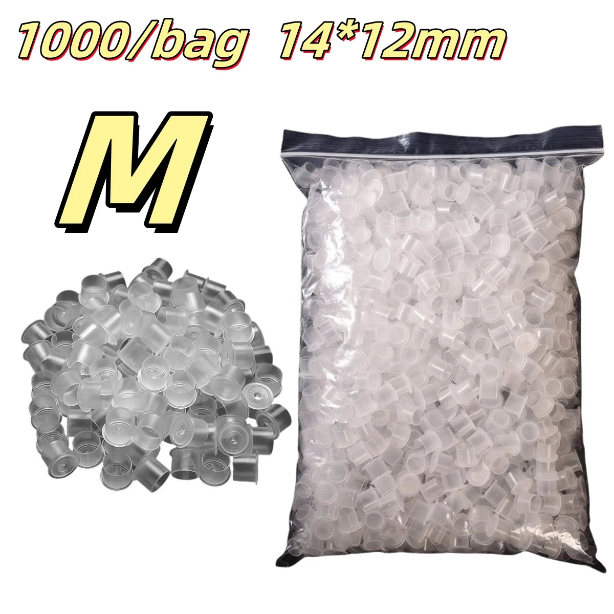 ROKYO 1000PCS Disposable Steady Tattoo Ink Cups Plastic Pigment Clear Holder Container Caps Permanent Makeup Microblading Supply Qme M 1000PCS