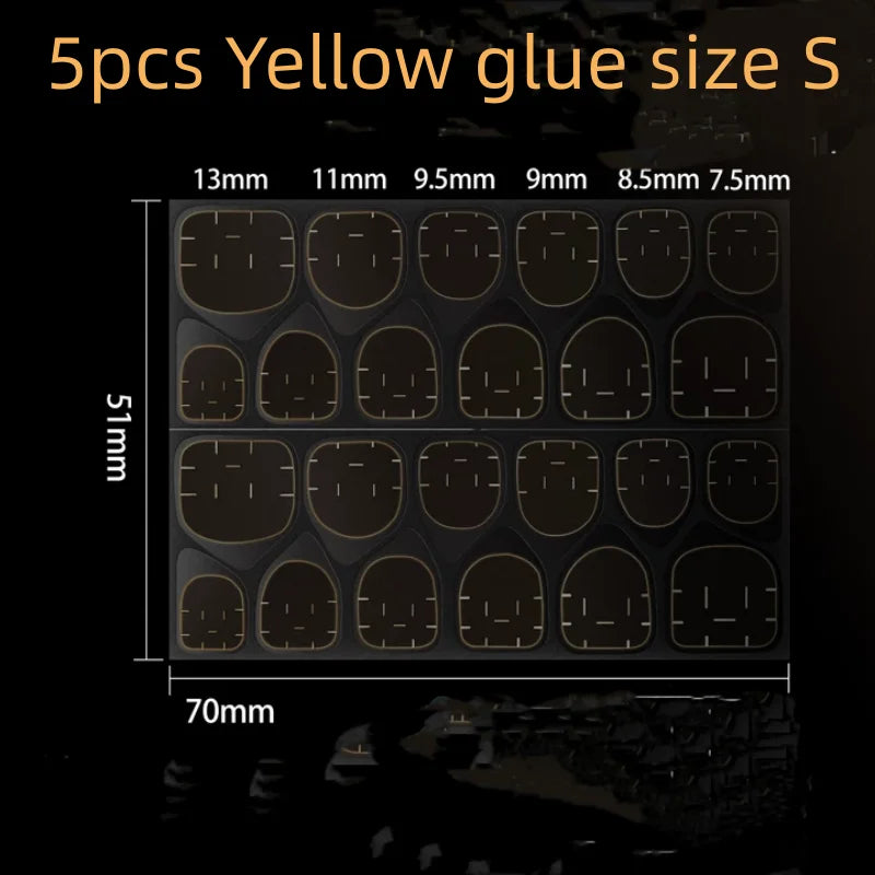 Nail Jelly Glue Double Sided False Nail Art Adhesive Tape Glue Sticker Nails Fake Press on Nails Coffin Qme 5pcs yellow S