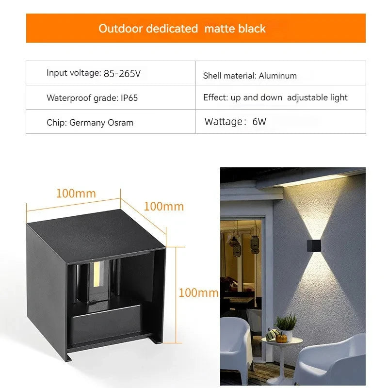 LED Outdoor Wall Light Interior Home Decor Wall Lighting AC85-265 Exterior Wall Lamps for Garden Yard IP65 Waterproof Porch Lamp Qme