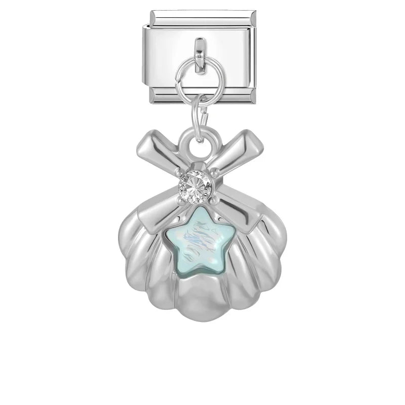 2026 Colorful Zircon Crystal Pendant Italian Charm Link Fit Stainless