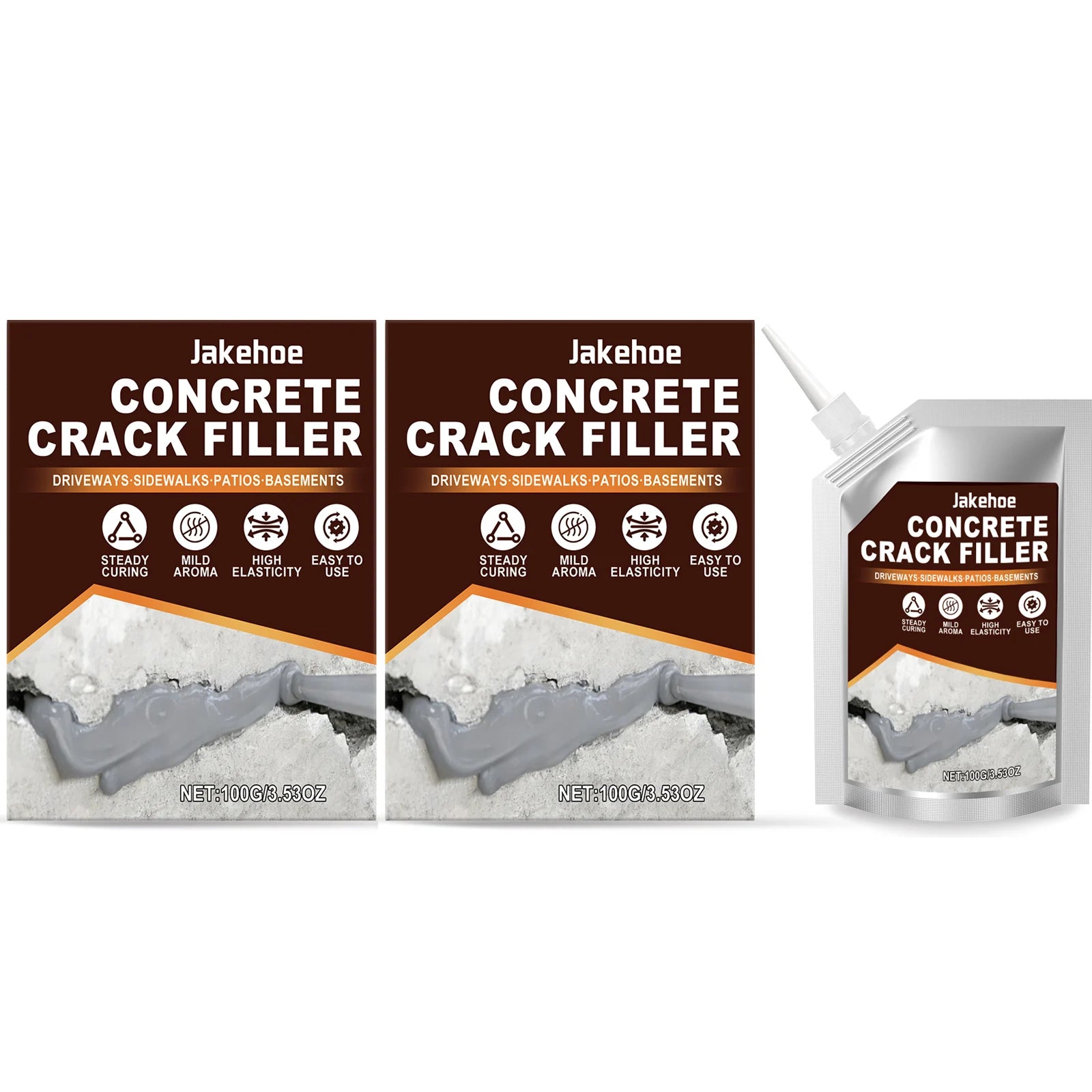 Self-Leveling Concrete Crack Sealant Quickly Repair Cracks and Fill Gaps Waterproof & Durable Easy-to-Use Concrete Crack Filler Qme 2 x 100G Boxed