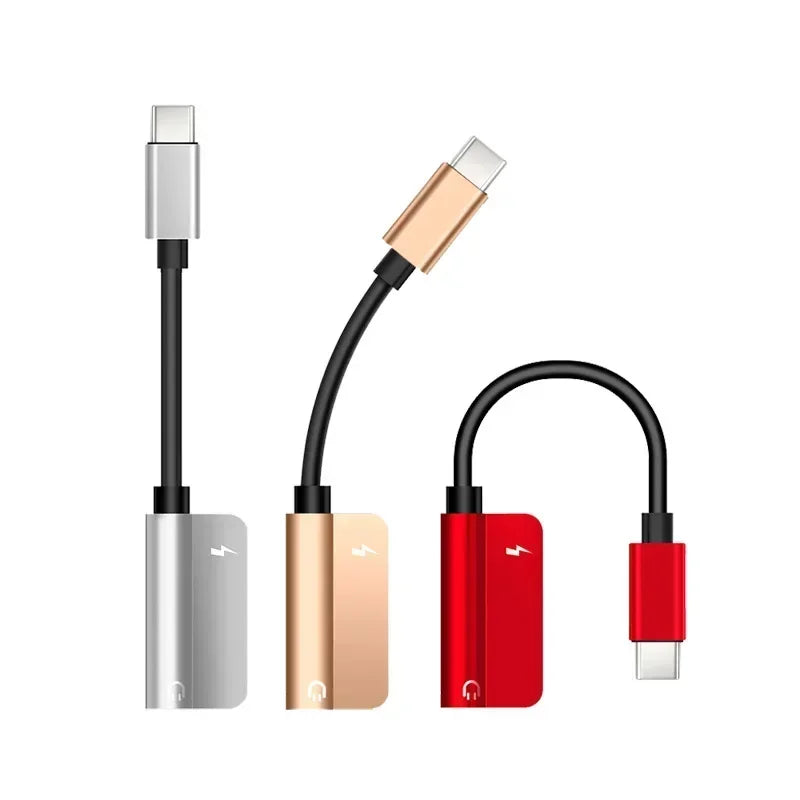 5pcs USB C DAC Adapter 2 in 1 Type C to 3.5 Earphone Adapter Audio Type-c to Earphone 3mm Jack AUX usb c 3.5 Adapters Qme