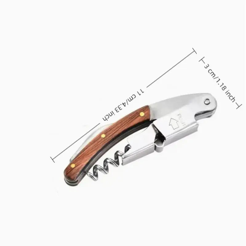 Portable Wooden Stainless Steel Folding Tool Knife Corkscrews Red Wine Opener Multifunctional Outdoor Tool Bar Accessories Qme