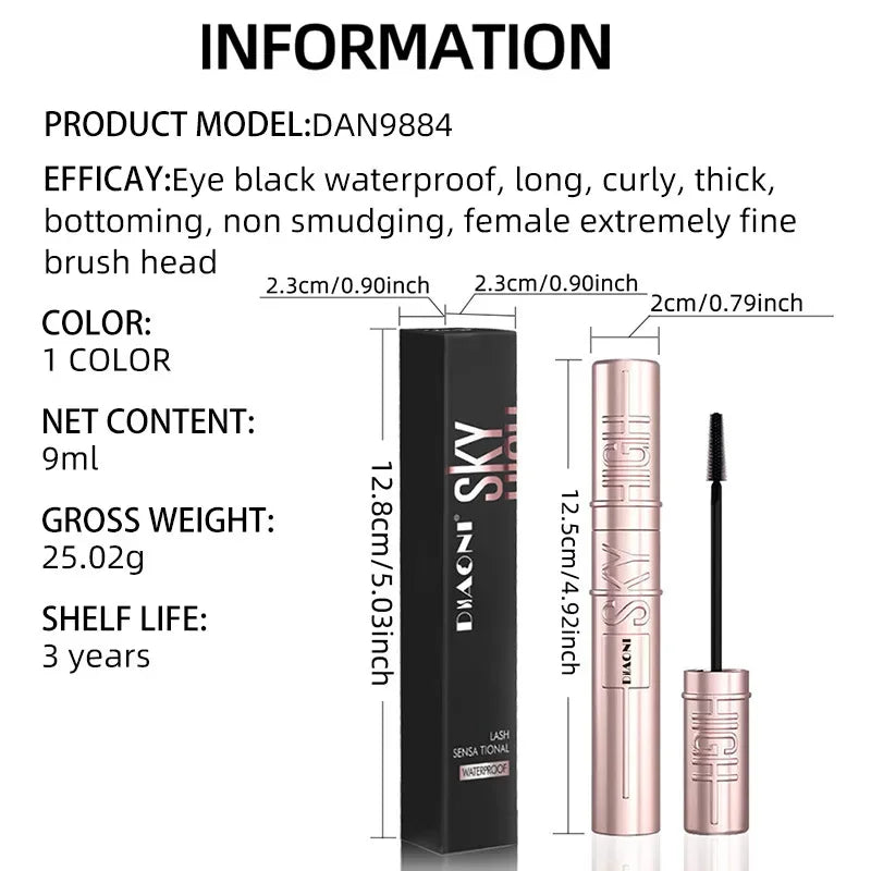 DIAONI Sky-High Lift Mascara Mother's Day Gift Waterproof Smudge-Proof Long-Lasting Curling Natural Defined Separated Lashes Qme