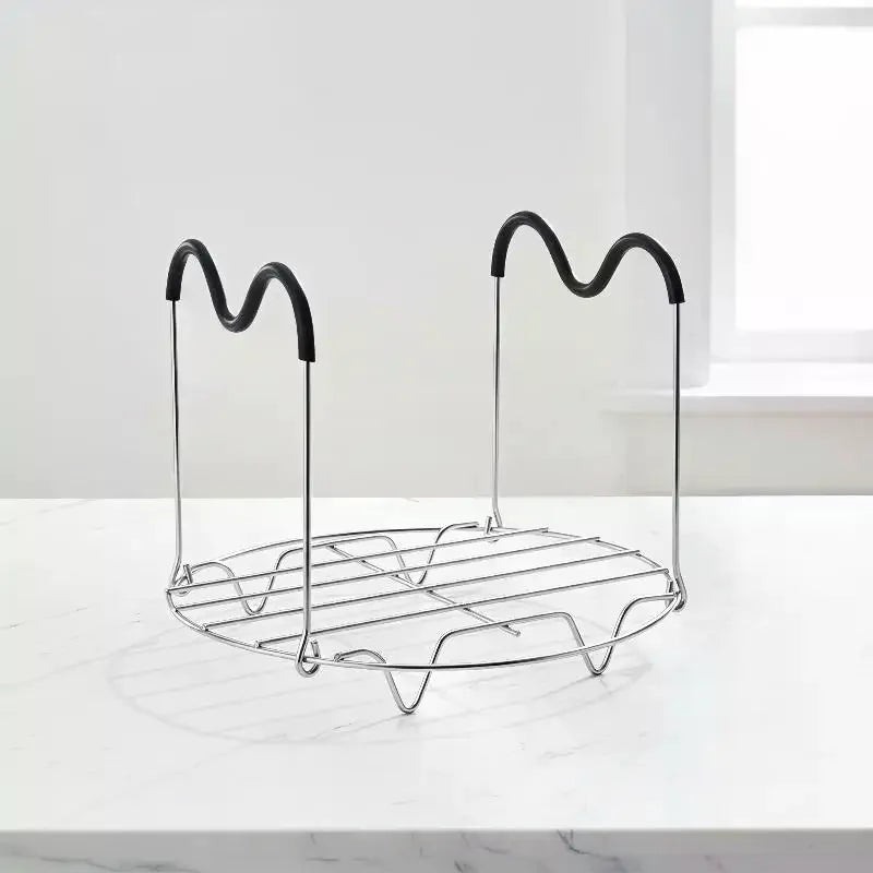 1Pc Steamer Rack Trivet With Heat Resistant Silicone Handles Stainless Steam Rack Pressure Cooker Trivet Qme