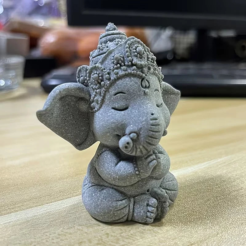 Guardian Elephant Statue Home Decoration Hands Clasped Prayer Position Qme