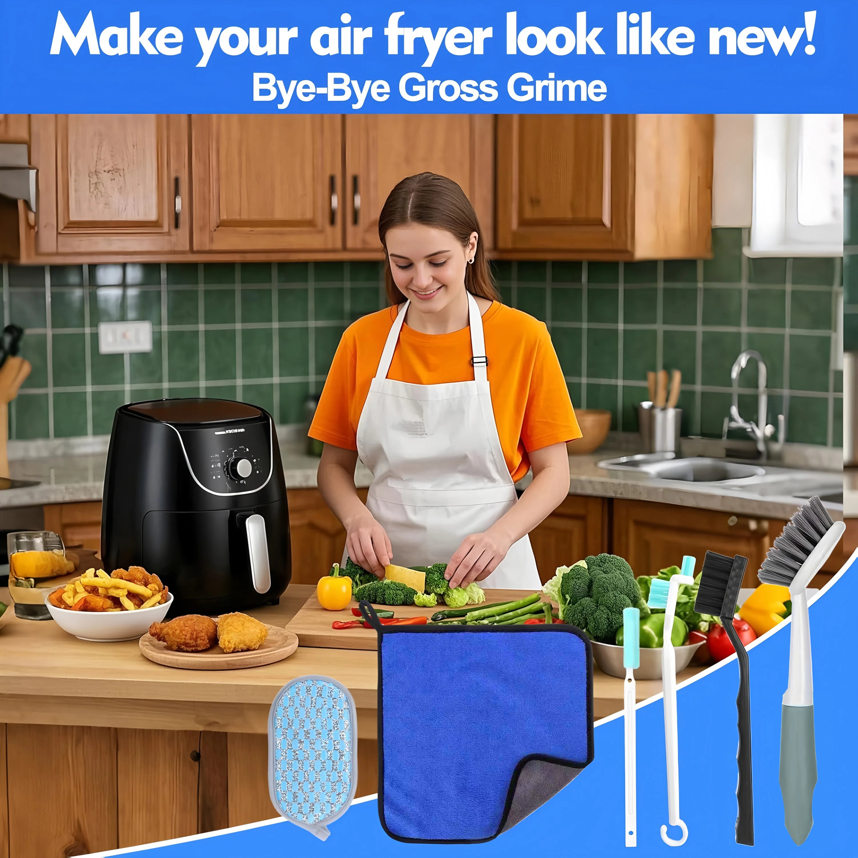 Air Fryer Cleaner Brush Kits Cleaning Tools Accessories Qme