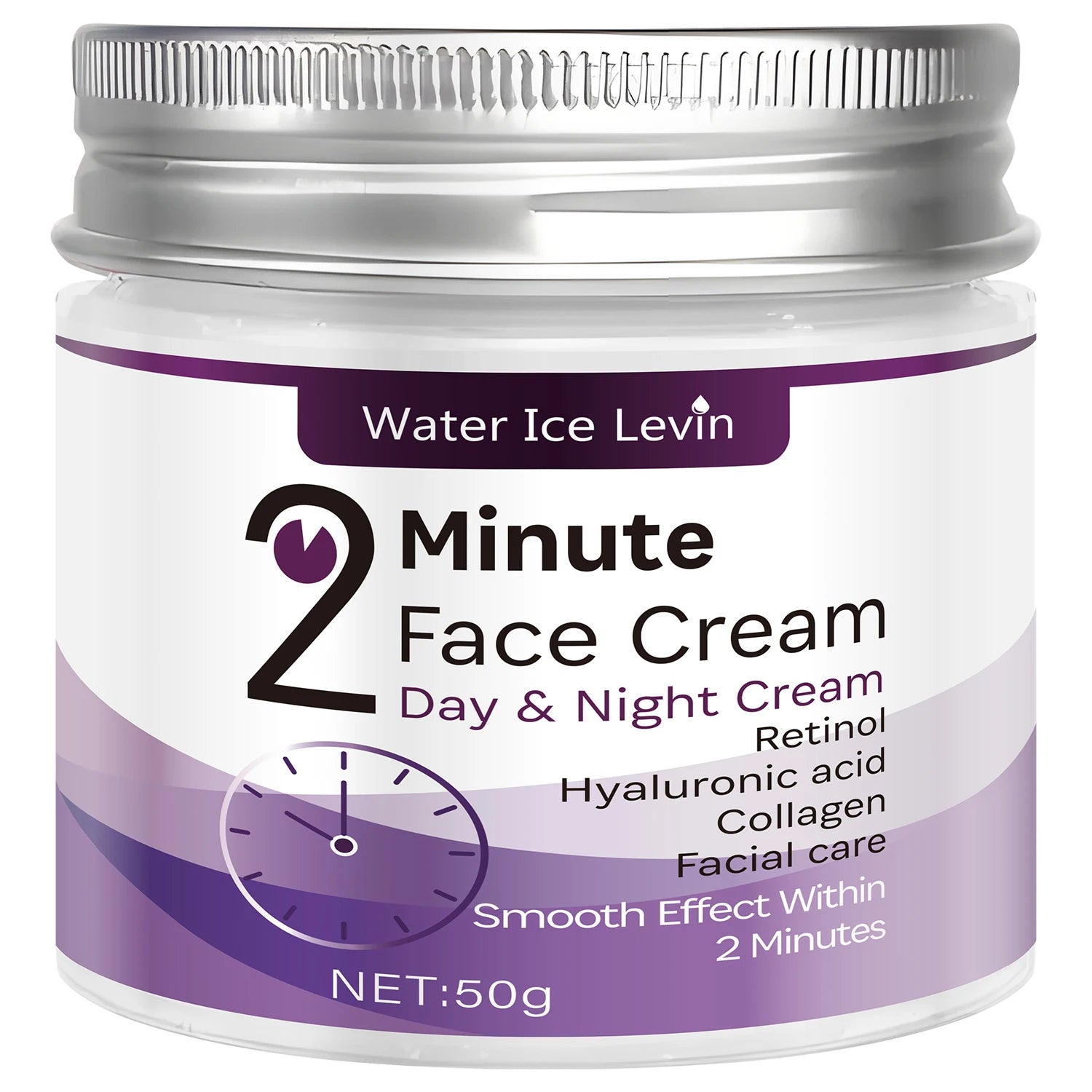 Water Ice Levin 2-Minute Face Cream: Retinol, Hyaluronic Acid & Collagen for Instant Smoothing. Day & Night Use. 50g. Qme one 50g