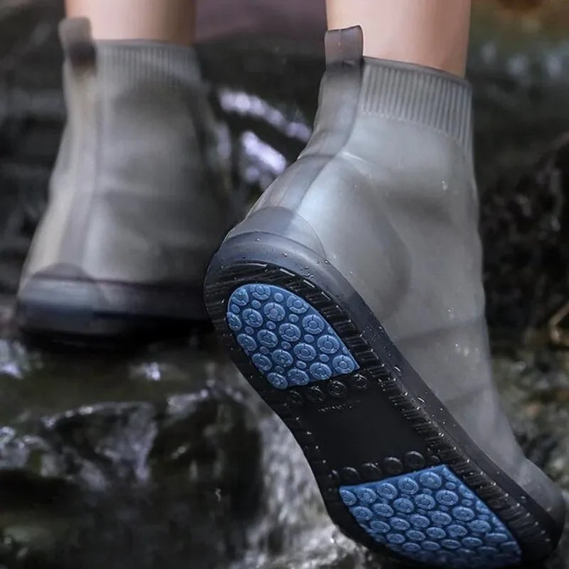Rain Shoe Cover Reusable Silicone Tall Tube Intensification Anti-slip Outdoor Rain Boot Cover Cubre Calzado Impermeable Qme