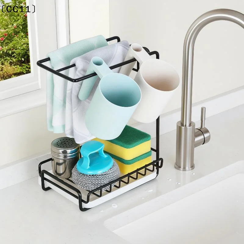 Kitchen Rag Rack Stainless Steel Drain Storage Organizer Wall Mounted Qme