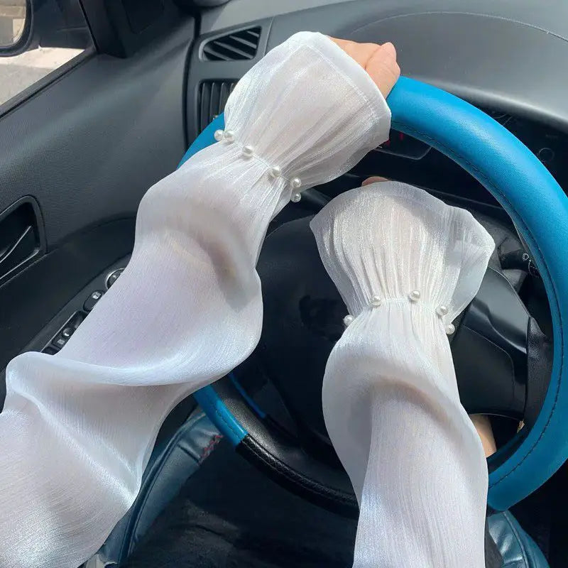 Sunscreen Ice Sleeves Women's Summer Lace Mesh Loose Hand Silk Light Qme