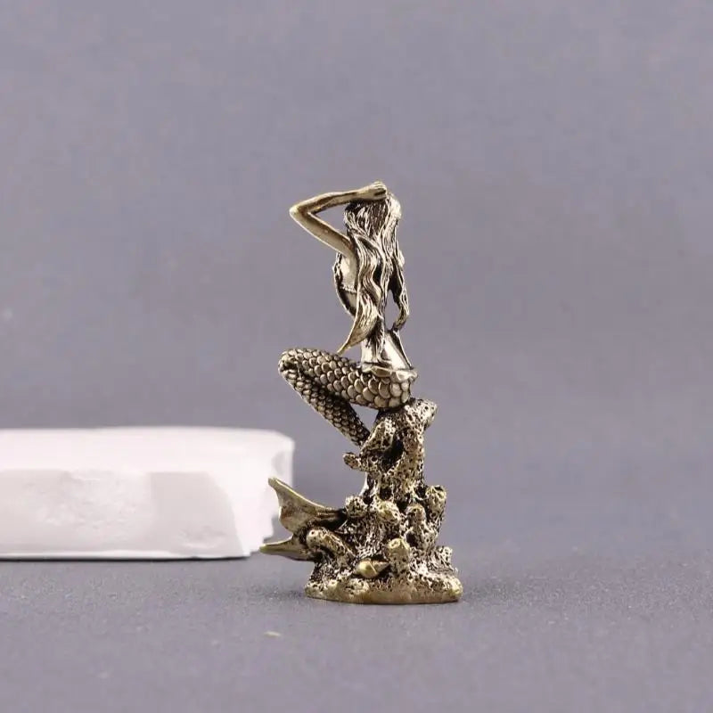 Home Decoration Girls' Rooms Surprise Mini Brass Mermaid Figurine Qme