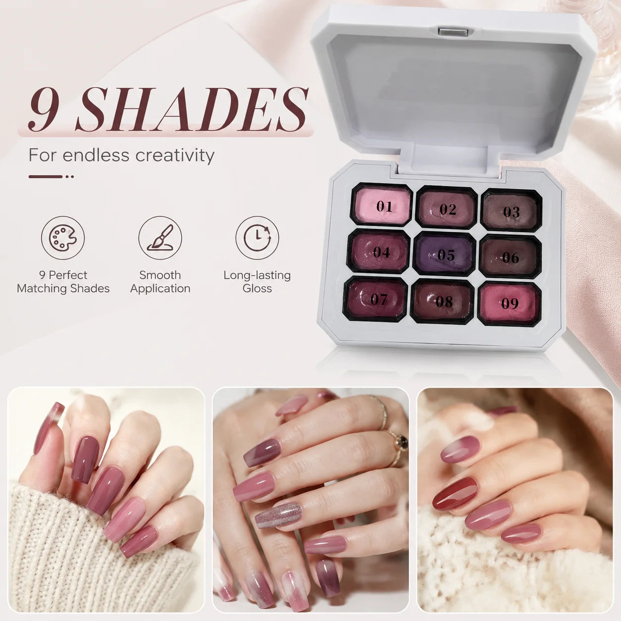 9 Colors Solid Cream Gel Nail Polish UV LED Painting Palette Qme