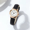 Vintage Square Black Dial Leather Quartz Watch for Women Qme B Black White