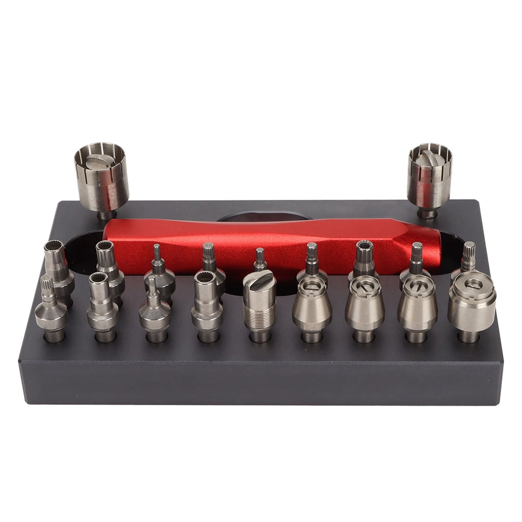 Watch Tube Removing Tool Anti Slip Base Easy Assembly Red Handle Portable Stainless Steel Watch Crown Removing Tool for Store Qme