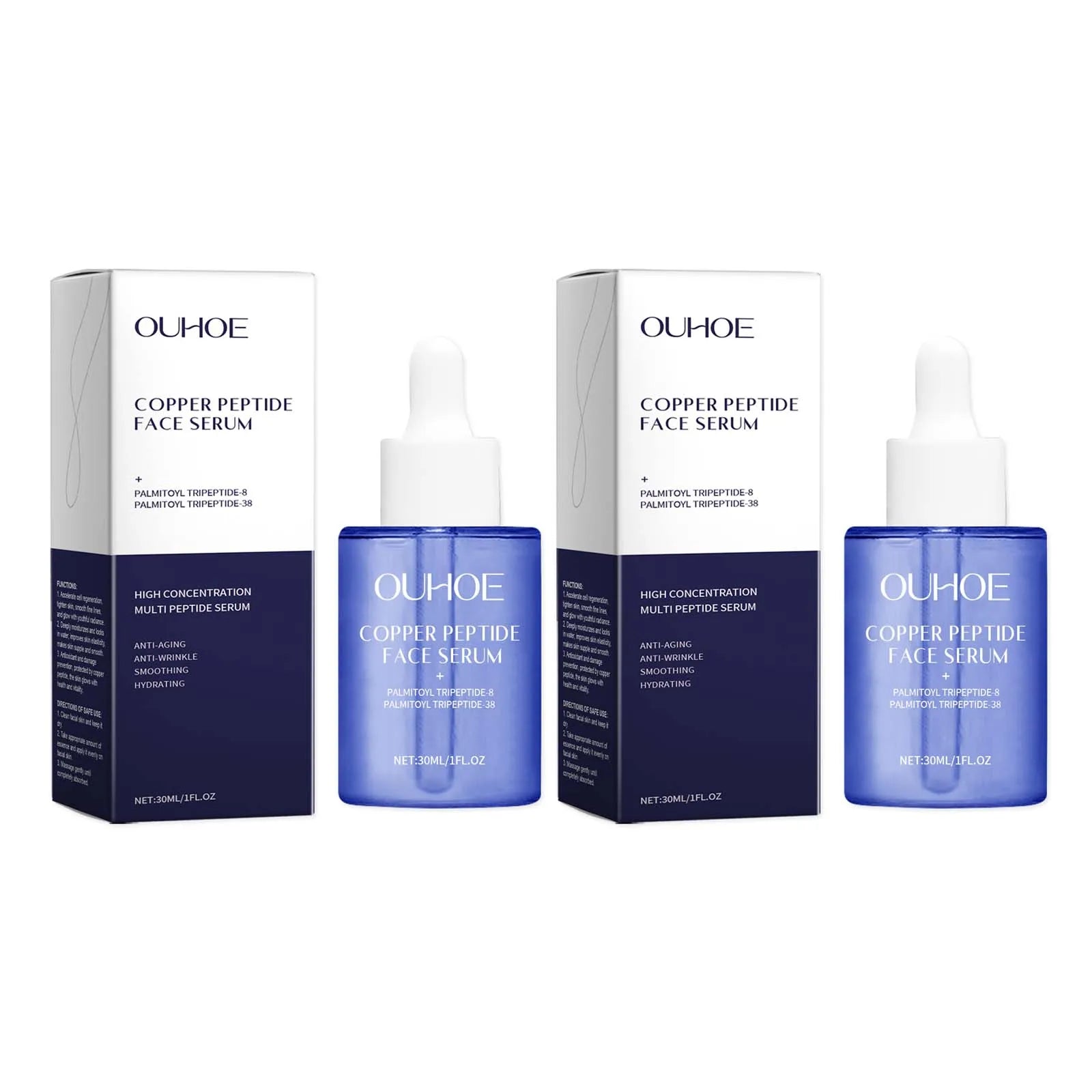 Copper Peptide Facial Serum Firming Skin Lighten Fine Lines Hydrating Moisturizing Smooth Facial Skin Brightening Care Serum Qme 2Pcs 30ml