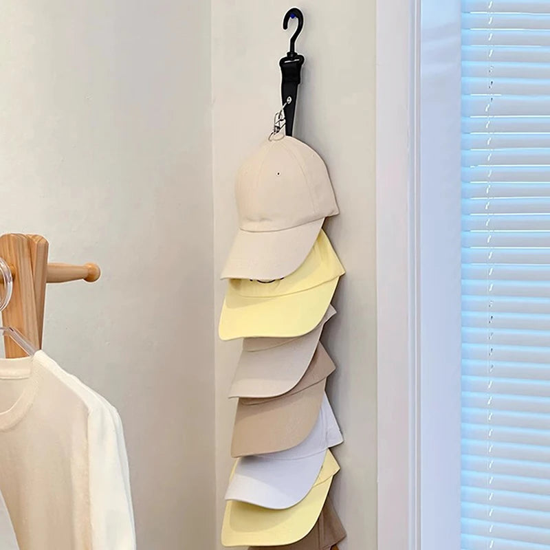 Closet Storage Organizer Cap Hanger Baseball Eight Clips Wall Mounted Qme