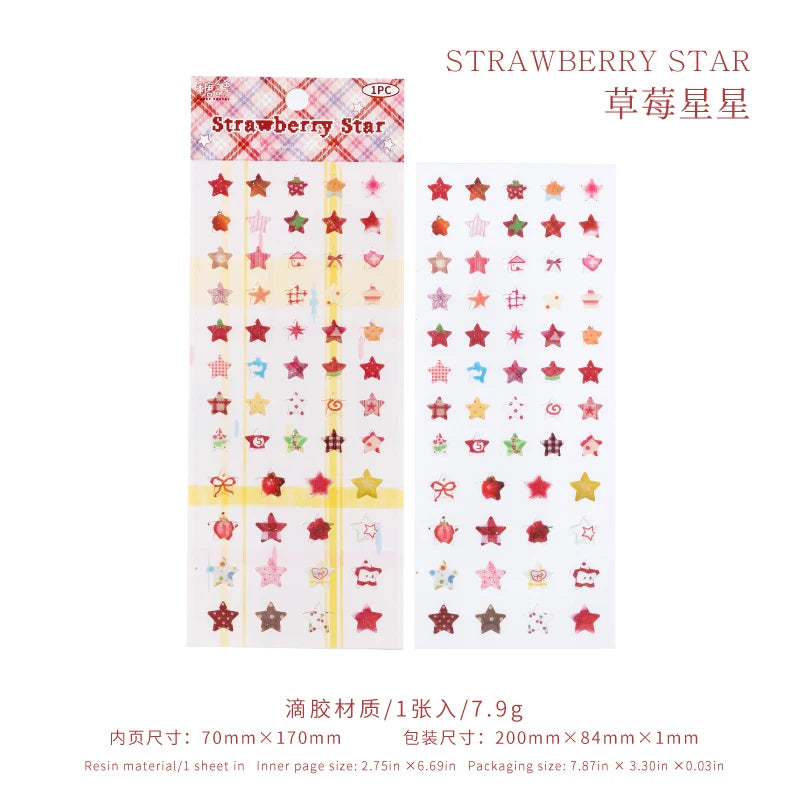 4 Designs Candy Star Series Lovely Five Point Star Theme Resin Stickers for Scrapbooking DIY Frame Collage Decoration Qme RD