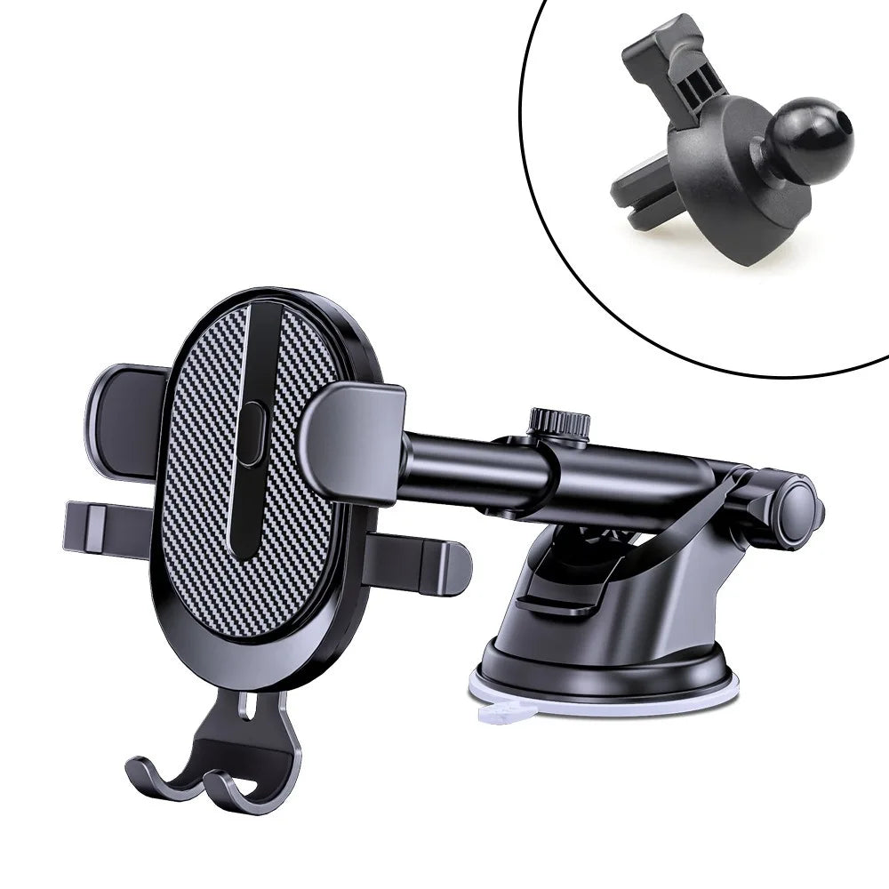 New Universal Gravity Auto Lock Car Air Vent Phone Mount Secure Clip Cell Phone Holder Stand for iPhone Samsung All Smartphones Qme Air Vent and Sucker