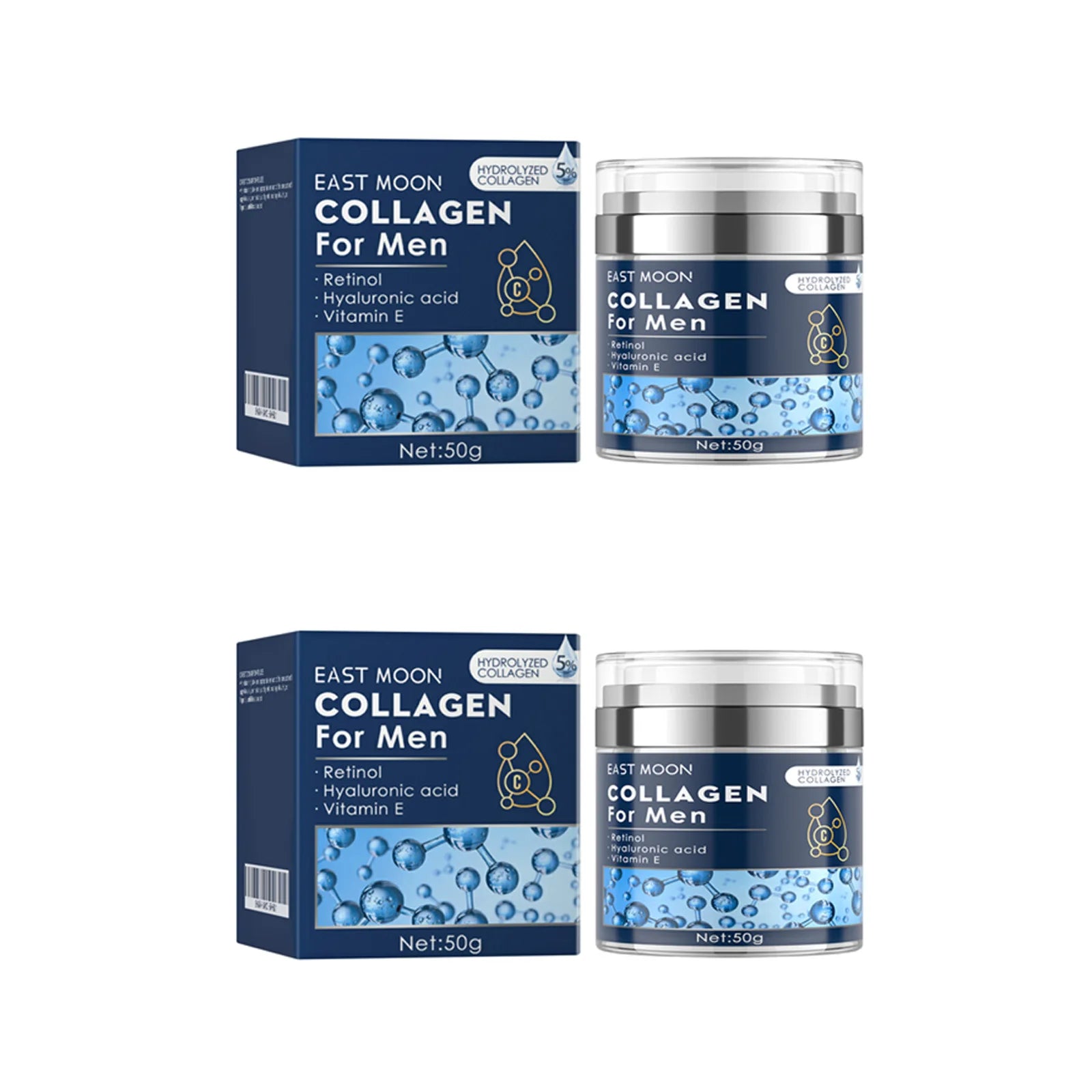 Men's Retinol Collagen Face Cream Hydrating Lifting Firming Fade Fine Lines Brighten Skin Tightening Anti-Wrinkle Men Skin Care Qme 2 x 50g Boxed