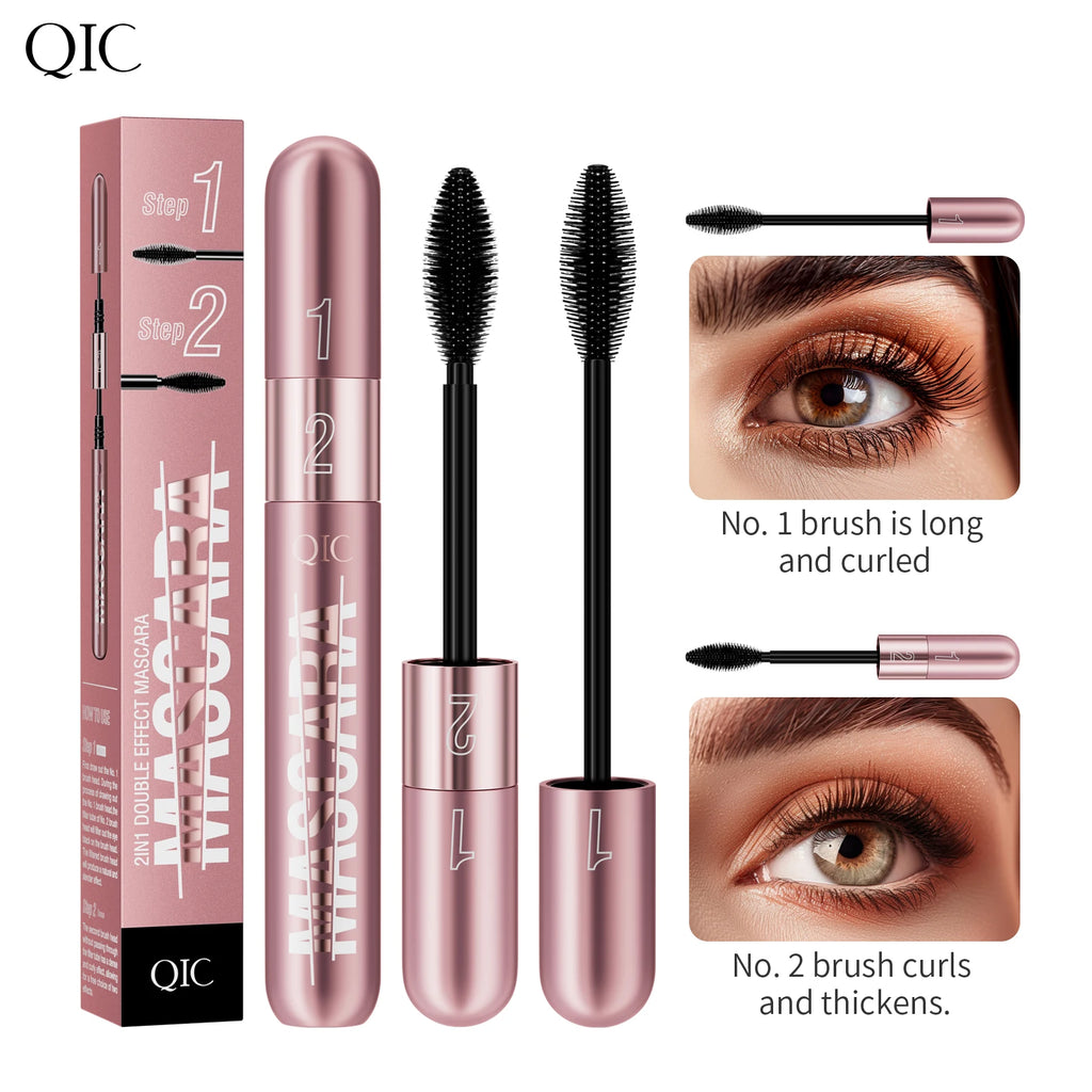 Dual-effect Waterproof Sweatproof 4D Mascara, Thick Lengthening Anti-smudge Dense Long-lasting Curling Eye Makeup Qme Q841