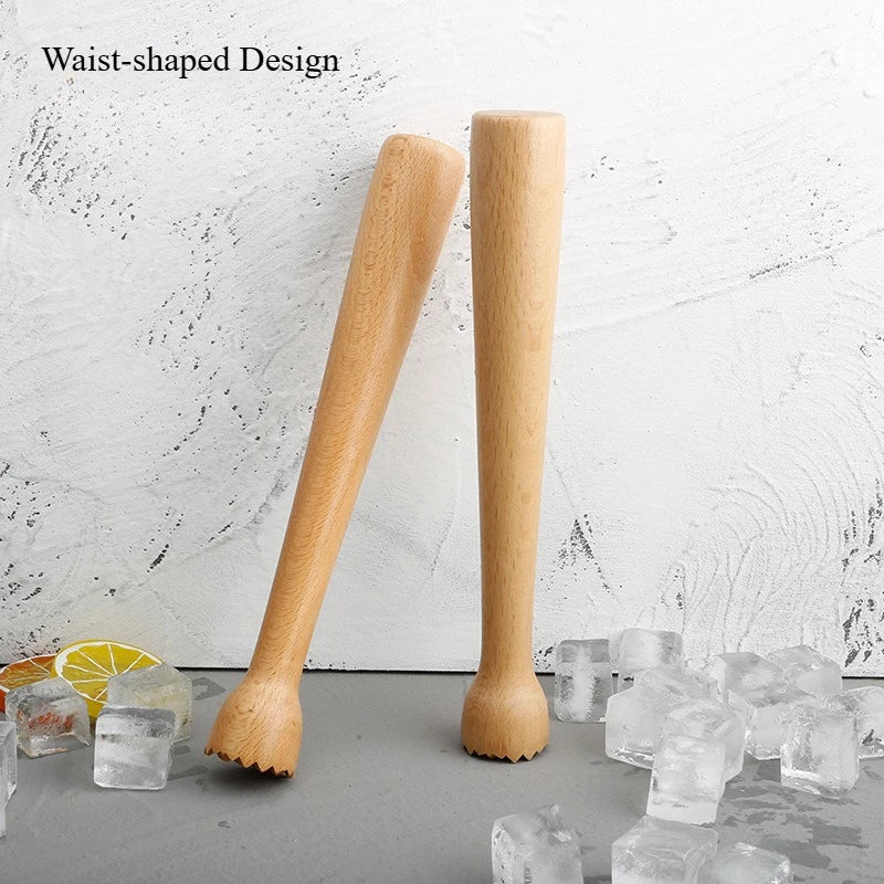 2-Pc Beechwood Muddler Cocktail Muddler Wooden Muddler for Drinks Ice Muddler for Cocktail Milk Tea Mixing Stirring Crushing Ice Qme