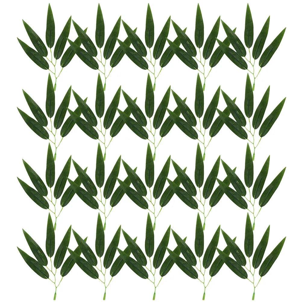 30Pcs Realistic Artificial Bamboo Leaves Reusable Plastic Faux Leaves for DIY Wreaths Garlands Floral Arrangements Restaurant Qme