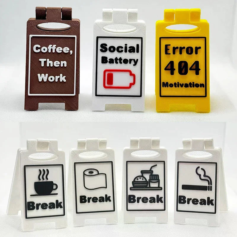 Humorous Office Desk Sign-"Coffee,Then Work" "Busy" Home Office Desktop Decoration Unisex Colleague Gift, Multi-Functional Qme