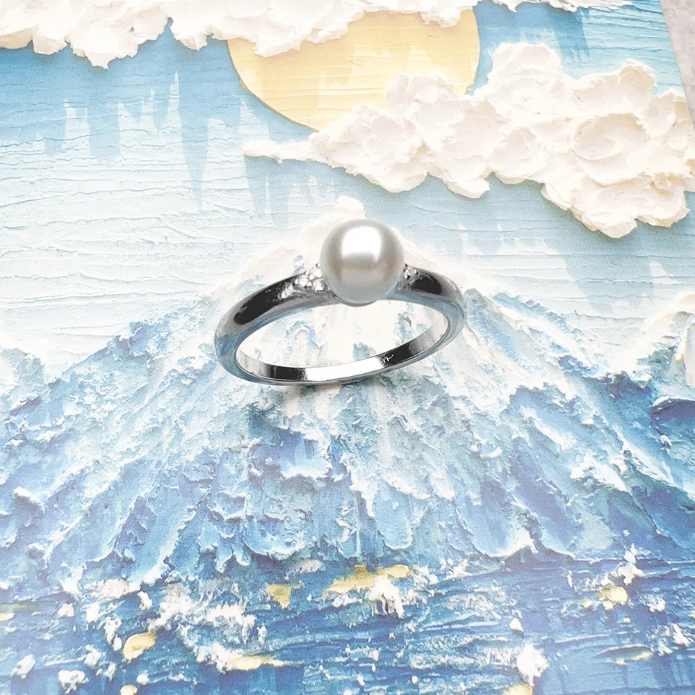 Pearl And Zircon Ring Europe Style Brand New Glam Fine Jewerly For Women Spring 925 Sterling Silver Trendy Gift Qme