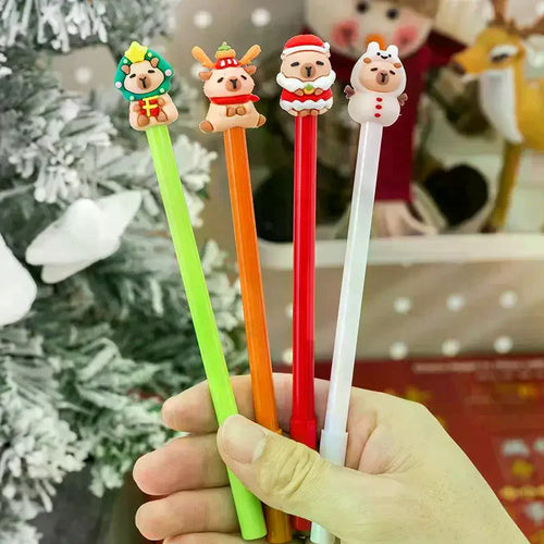 1 Christmas Capybara Gel Pen Cute Cartoon Stationery Smooth Writing Qme