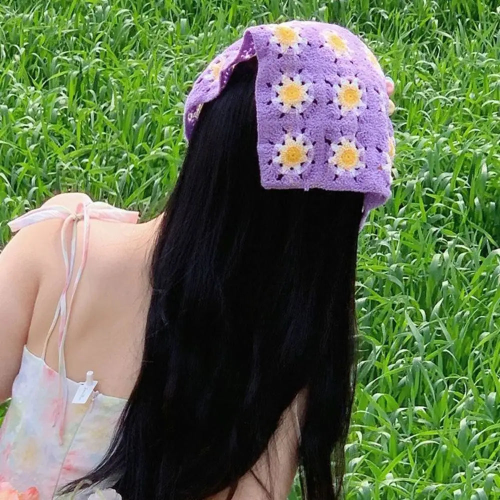 Sweet French Knitted Headband Floral Strawberry Women Hair Scarf Qme