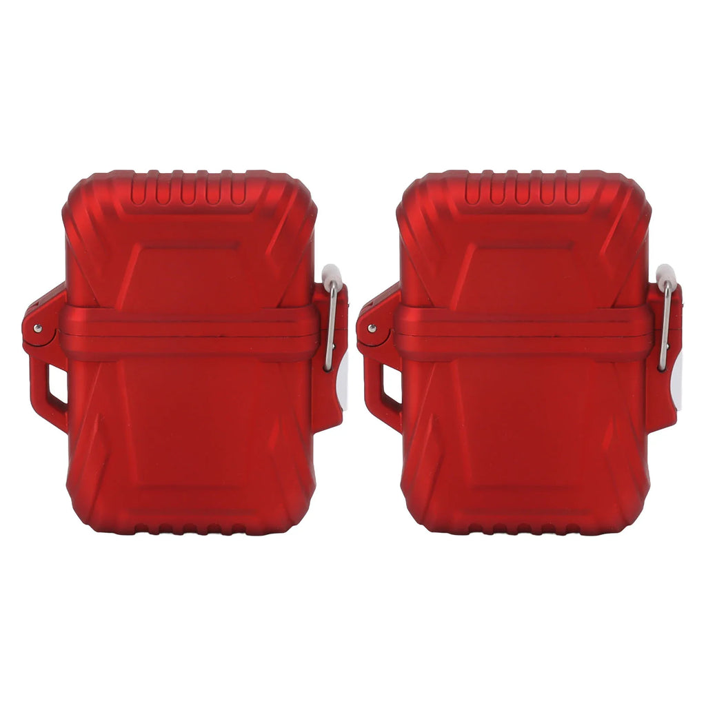 2Pcs Lighter Case Portable Lighter Pouch IP56 Waterproof Plastic Firestarter Case for Outdoor Camping Travel Qme Red