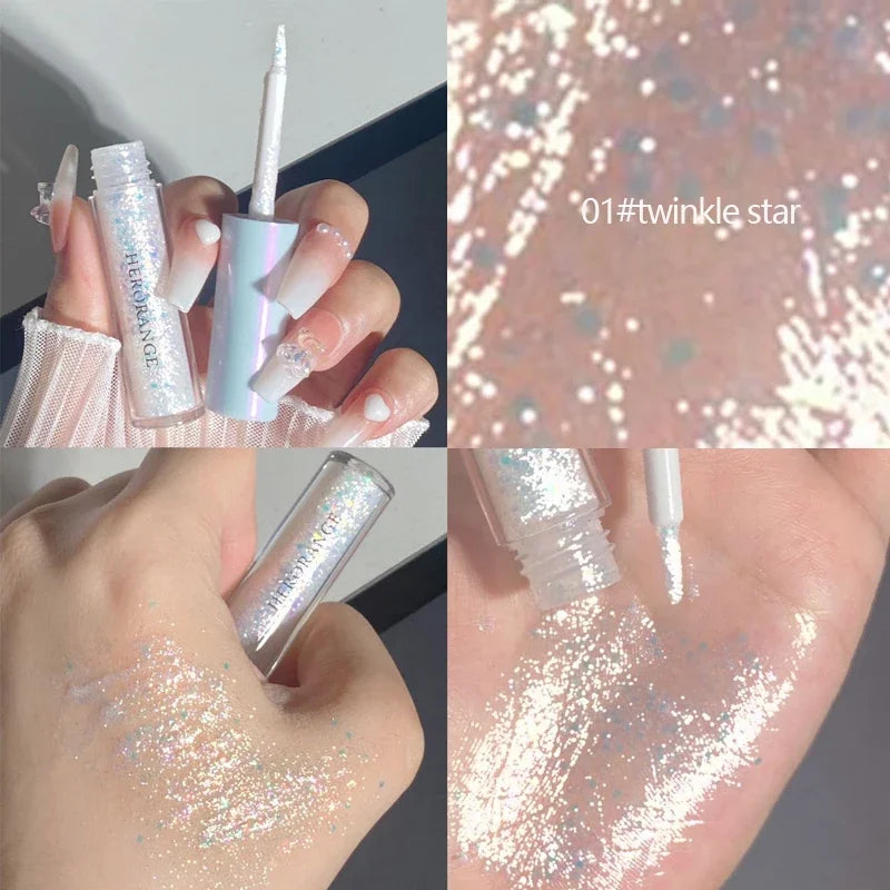 Glitter Highlighter Liquid Eye Shadow Eyeliner Durable Waterproof Gold Shimmer And Shine Eye Silkworm Pencil Makeup Beauty Tool Qme 1pcs 01