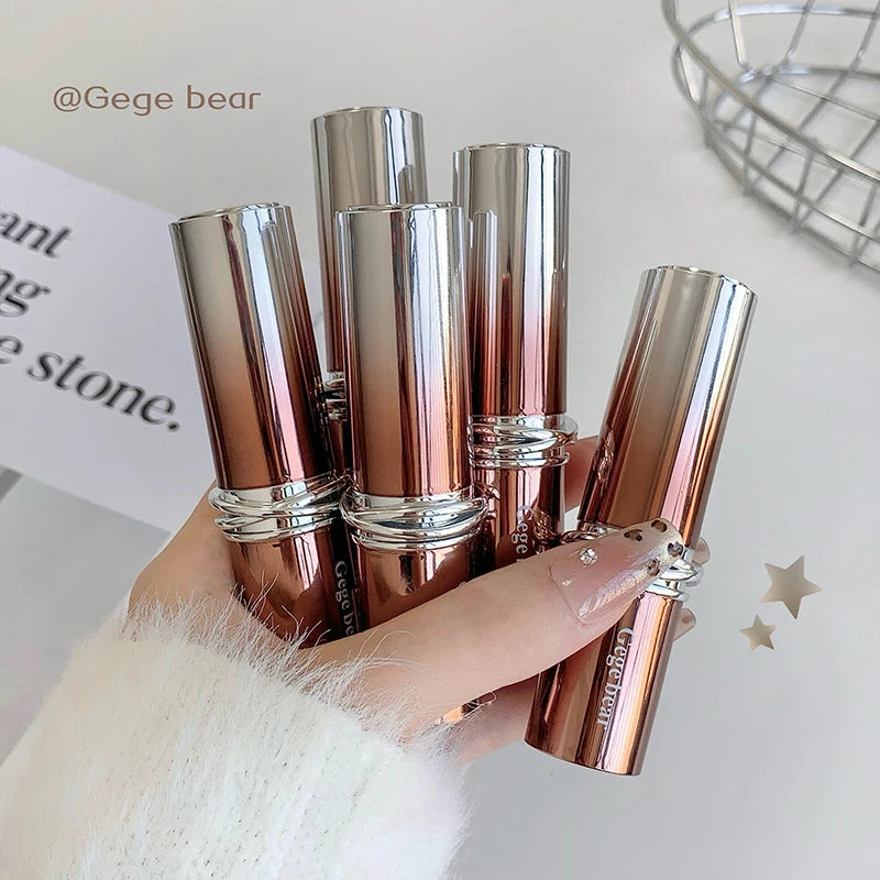 Glossy Mirror Lipstick Gege Bear Red Brown Shade Moisturizing Qme