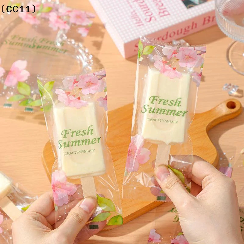 Cherry Blossoms Printed Ice Cream Packaging Bag Heat Sealable Qme
