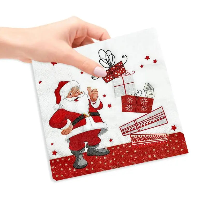 20/40 Christmas Party Napkins - Santa, Heavy Duty Disposable Dinner Napkins for Christmas Parties, Office or Gifts - Holiday Tab Qme