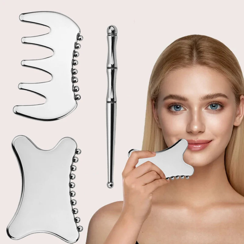 Stainless Steel Gua Sha Facial Tool Acupuncture Point Massage Eye Qme