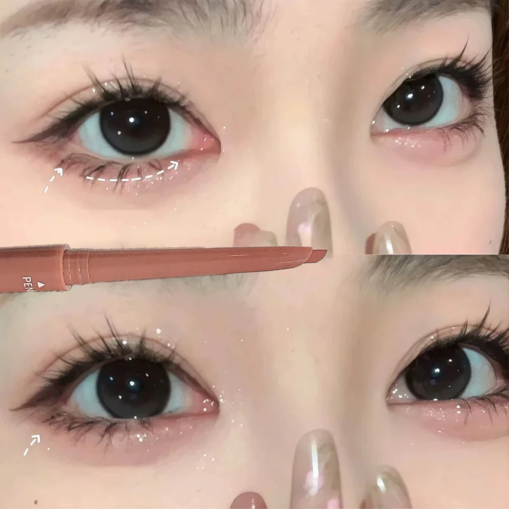 Curved Pink Brown Eyeliner Gel Pen Long-lasting Waterproof Ultra-fine Matte Smooth Quick Dry Aegyo-Sal Gel Eye Shadow Pen Makeup Qme