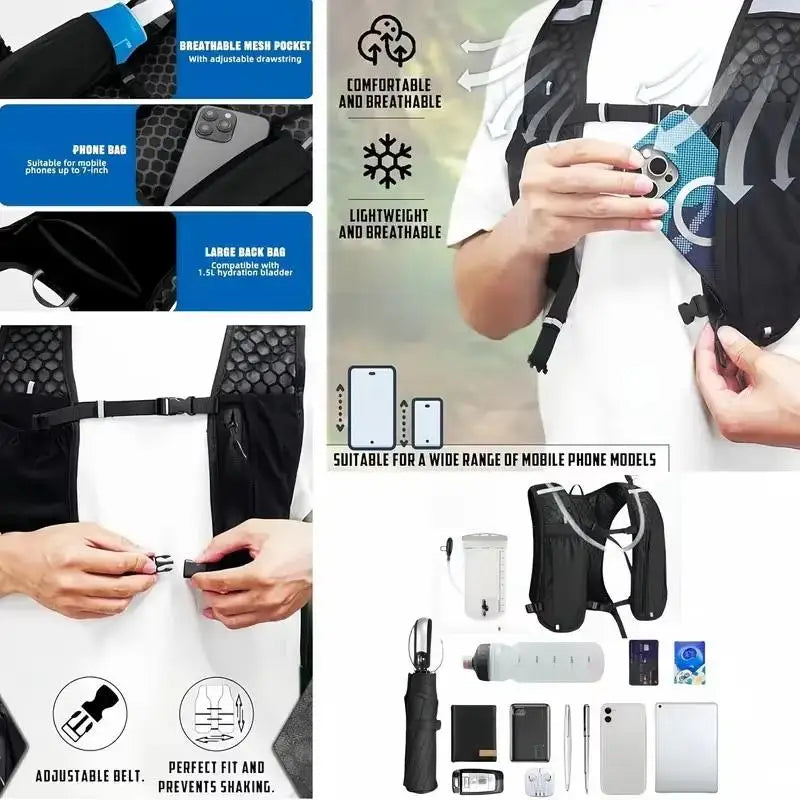 Running Water Bottle Storage Vest Lightweight Reflective Hydration Qme